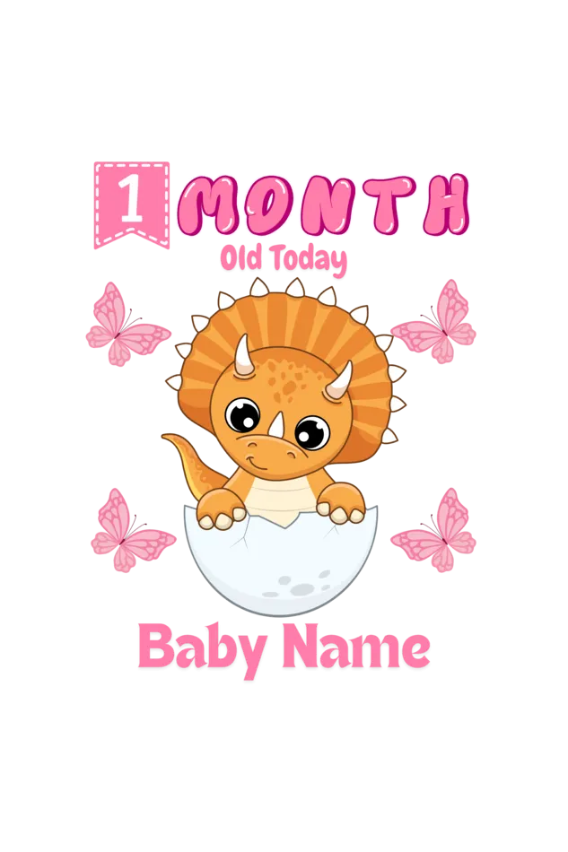 1 Month Celebration : Dino Rompers Printed With Your Baby Girl Name For Their Monthly Milestone