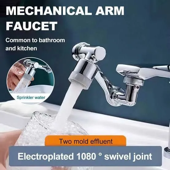 1080° 360° Universal Large Rotating Faucet Extender Aerator Angle Robotic Arm Water Nozzle, Universal Bathroom Tap Extend Adapter (Suitable for all Directions) with Box