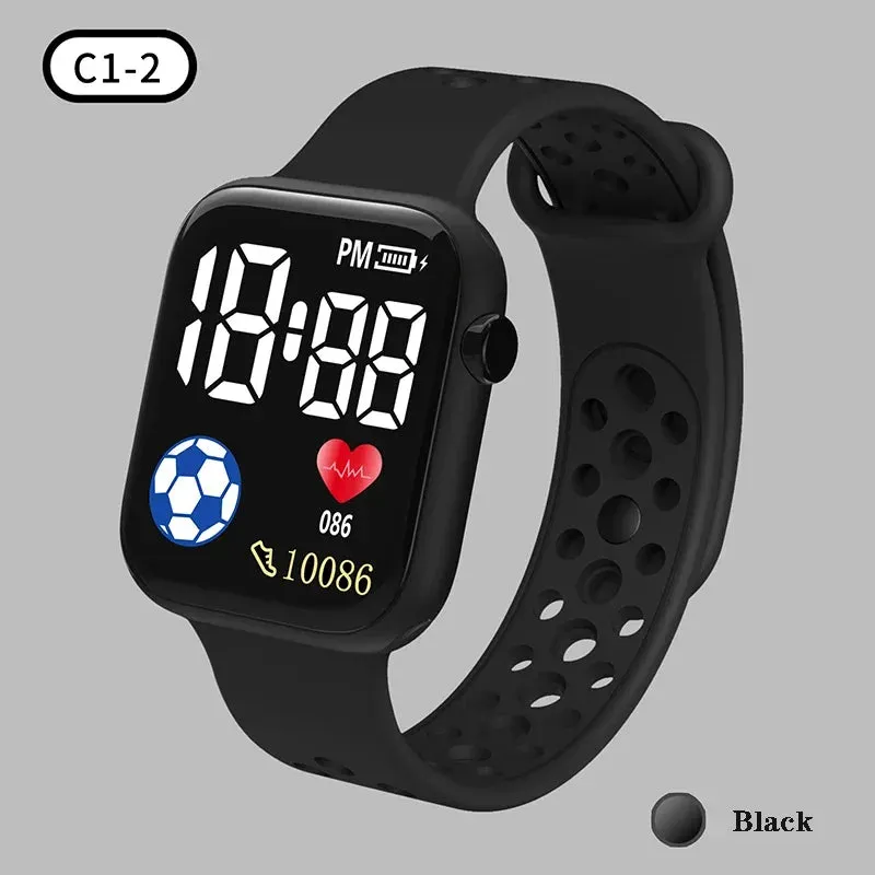 2024 LED Digital Watch For Kids Boys Girls Football Sports Watches Silicone Digital Watch Casual Childrens Electronic Wristwatch