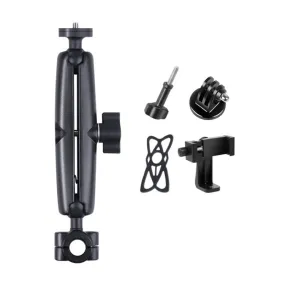 25mm Ballhead Car Front Seat Handlebar Fixed Mount Holder with Tripod Adapter & Screw & Phone Clamp & Anti-lost Silicone Case for GoPro, Insta360, DJI and Other Action Cameras