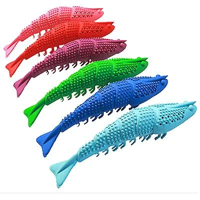 2Pcs sky blue Catnip crayfish toothbrush, cat toy molar shrimp AZ12835