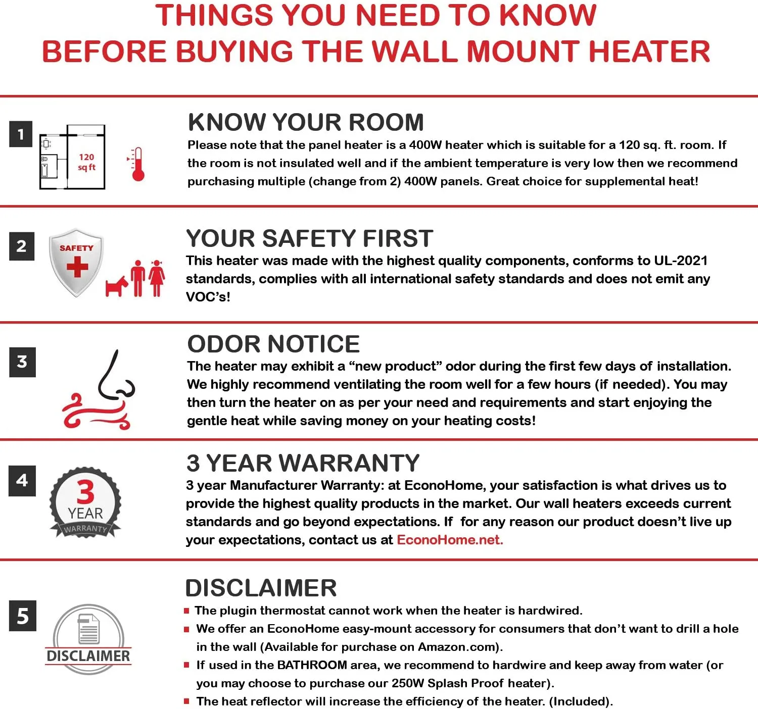 400W Convection Heater with WiFi Thermostat & Heat Guard.