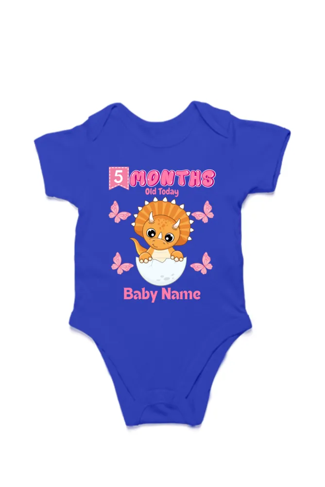 5 Month Celebration : Dino Rompers Printed With Your Baby Girl Name For Their Monthly Milestone