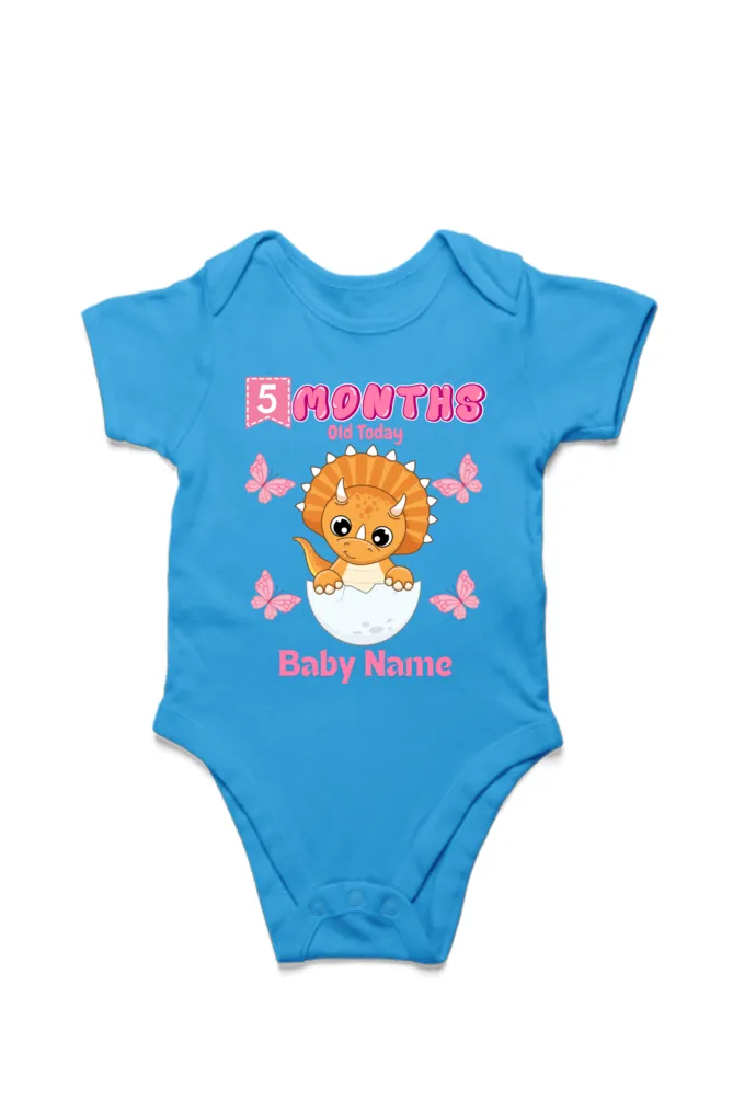 5 Month Celebration : Dino Rompers Printed With Your Baby Girl Name For Their Monthly Milestone