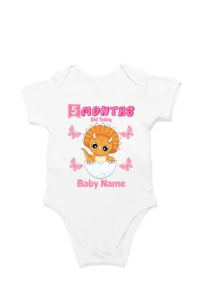 5 Month Celebration : Dino Rompers Printed With Your Baby Girl Name For Their Monthly Milestone