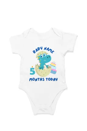 5 Month Celebration : Dino Rompers Printed With Your Baby Name For Their Monthly Milestone