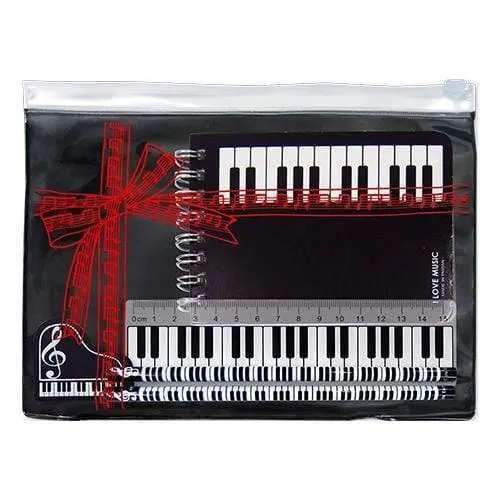 A5 Zipper Pencil Case Music Themed Stationery Pack - Set of 6