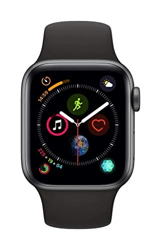 Apple Watch Series 4 (GPS   Cellular, 44MM) - Space Black Aluminum Case with Black Sport Band (Renewed)