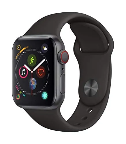 Apple Watch Series 4 (GPS   Cellular, 44MM) - Space Black Aluminum Case with Black Sport Band (Renewed)