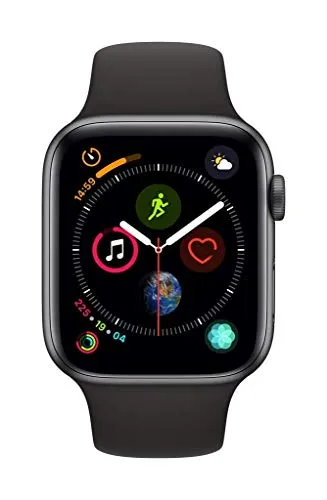 Apple Watch Series 4 (GPS   Cellular, 44MM) - Space Black Aluminum Case with Black Sport Band (Renewed)