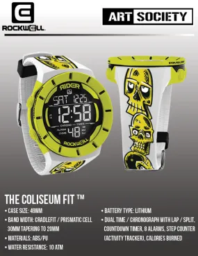 Art Society x Rockwell BDRAWSKULLZ COLISEUM FIT Watch WHITE/YELLOW