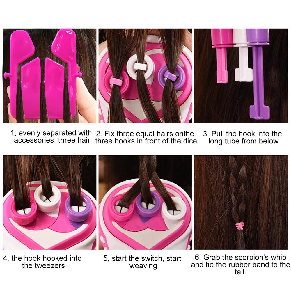 Automatic Hair Braider machine- Quick Twist 3 Shares Hair Braiding Machine for girls - playmaster (age 5 to 15)