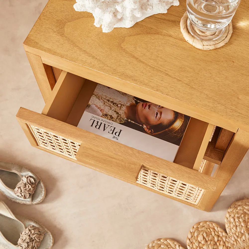 Bali Rattan Bedside Table with 1 Drawer