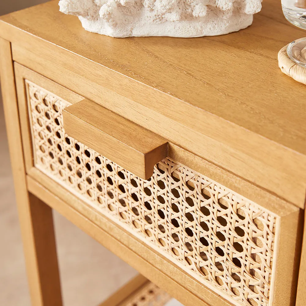 Bali Rattan Bedside Table with 1 Drawer