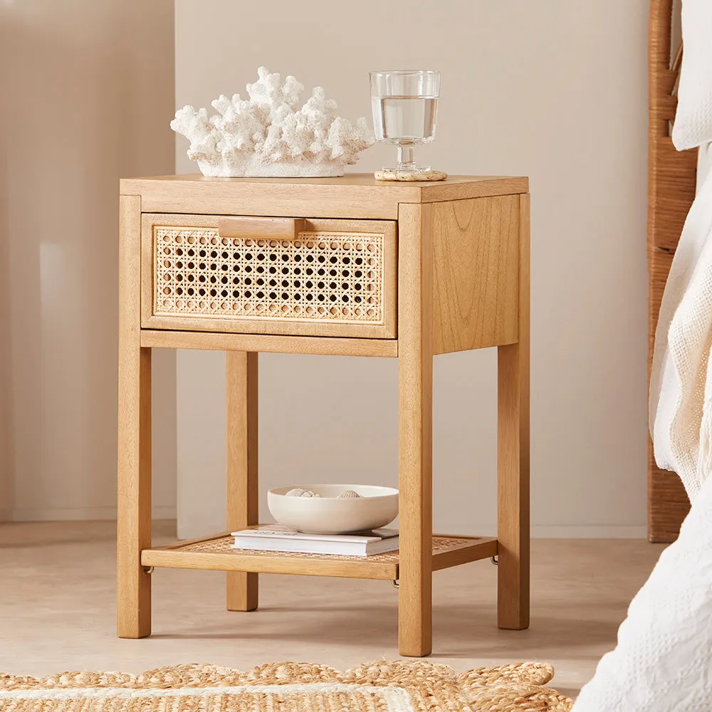 Bali Rattan Bedside Table with 1 Drawer