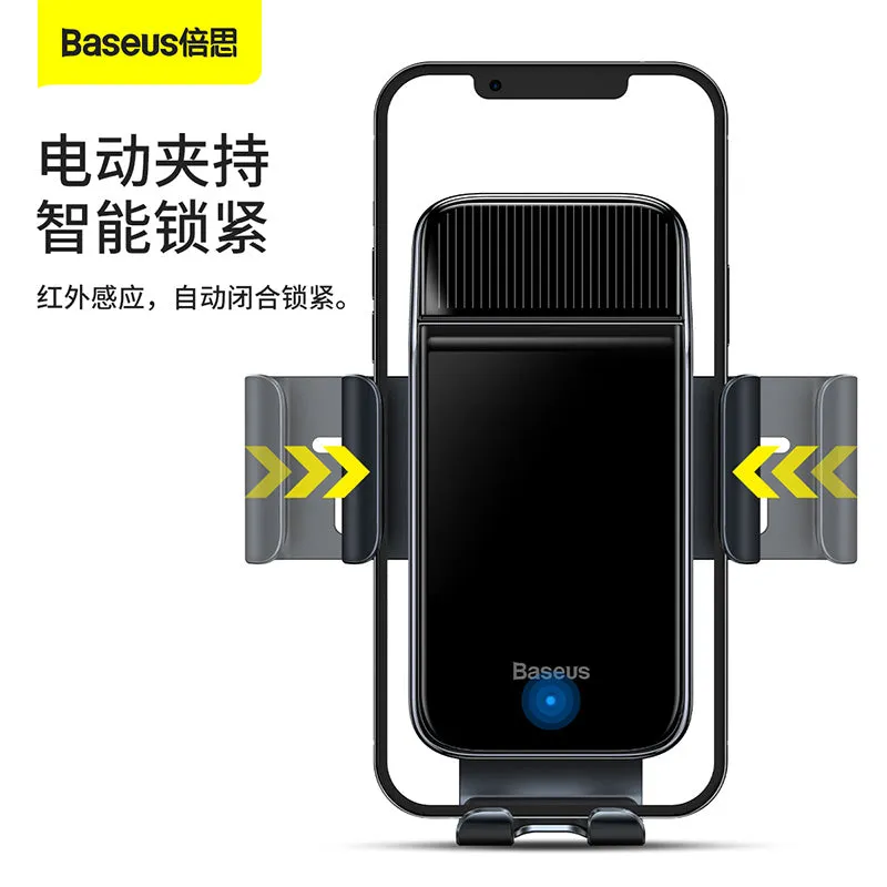 Baseus Smart Solar Power Wireless  Car Mount Electric Holder For Air Vent Black (SUZG000001)