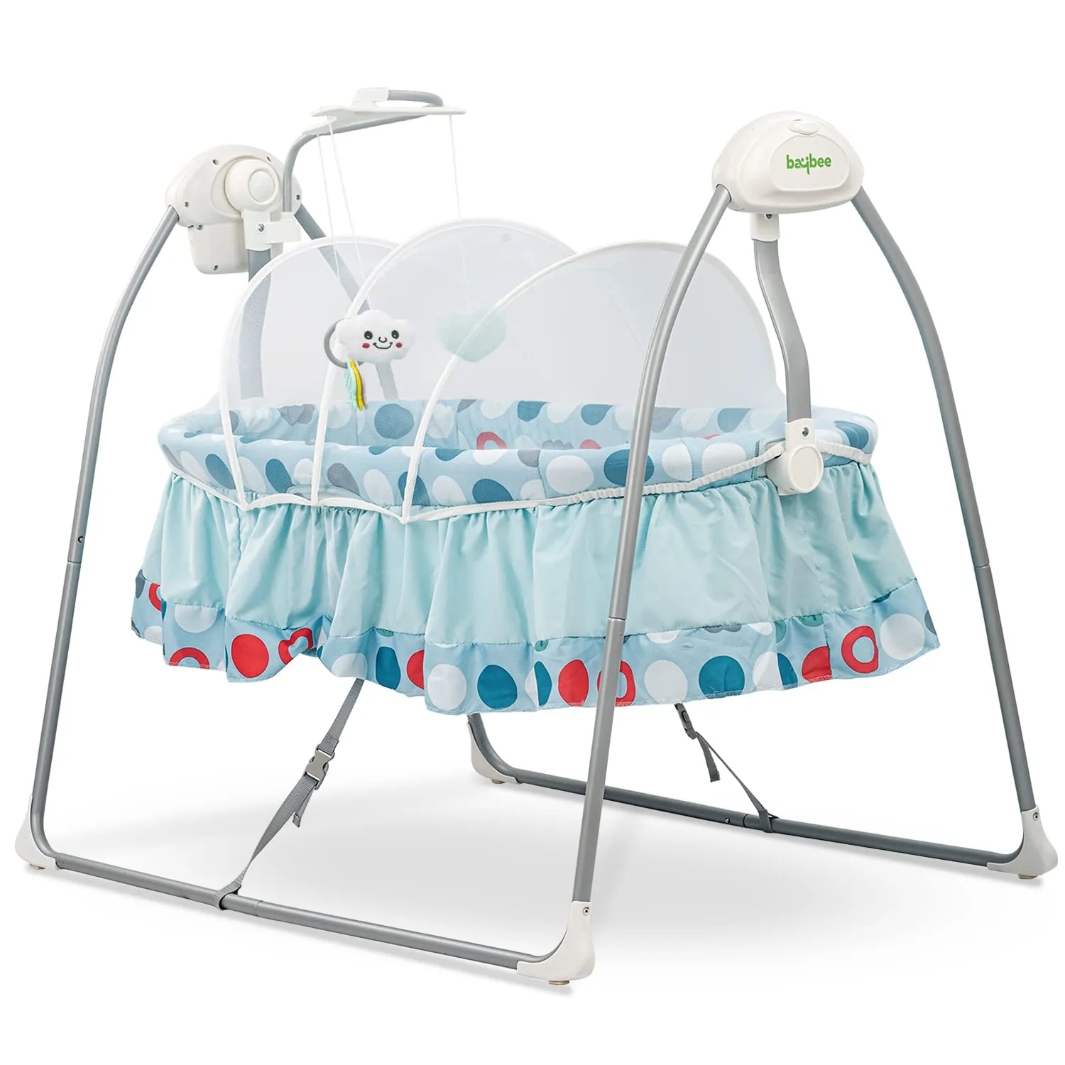 Baybee Wanda Electric Swing Cradle For Baby, Automatic Swing Baby Cradle With Mosquito Net, Remote, Toy Bar & Music | Baby Cradle Crib Jhula For Baby 0 To 2 Years Boys Girls (Blue) - Metal