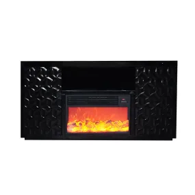 Black Electric Fireplace with Color LED Panel and Remote