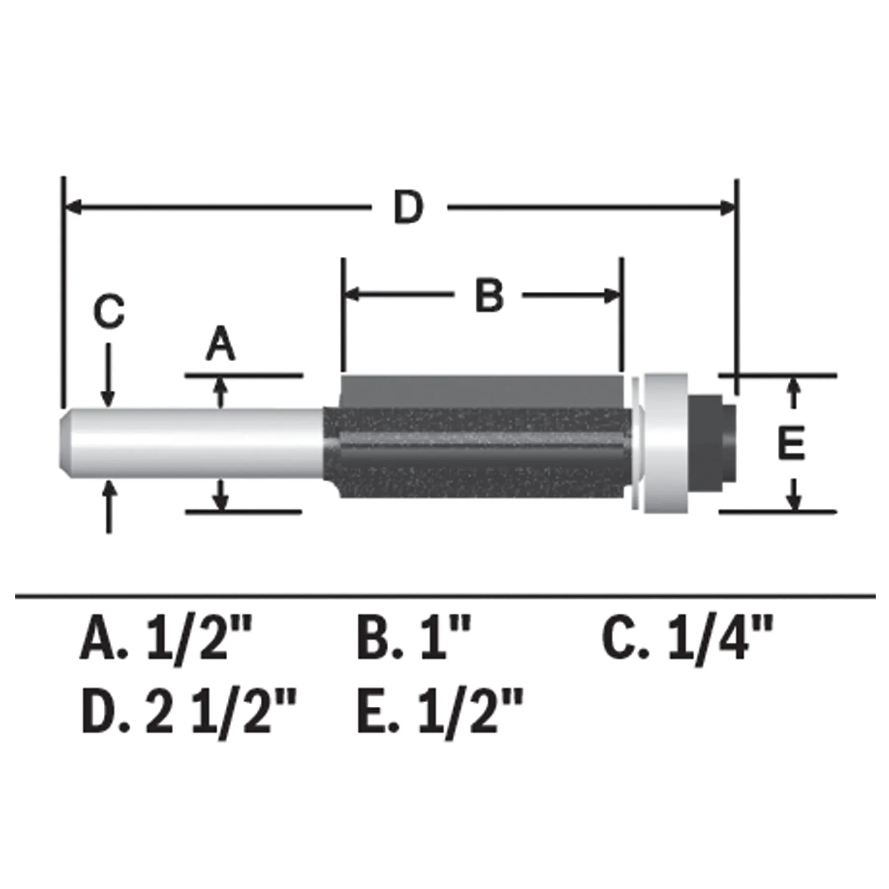 BOSCH 85266MC 1/2 In. x 1 In. Carbide-Tipped Double-Flute Flush Trim Router Bit