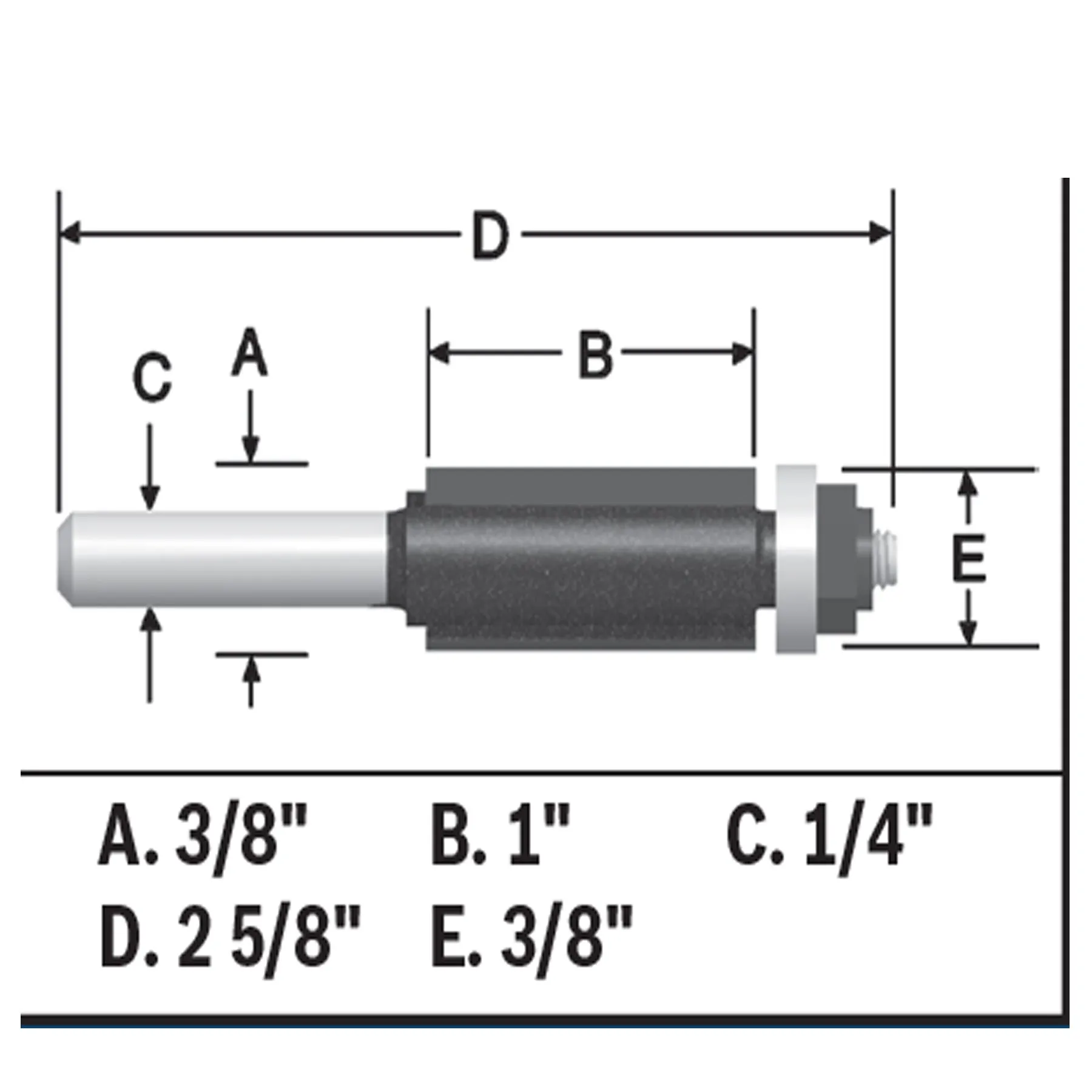 BOSCH 85268MC 3/8 In. x 1 In. Carbide-Tipped Double-Flute Flush Trim Router Bit