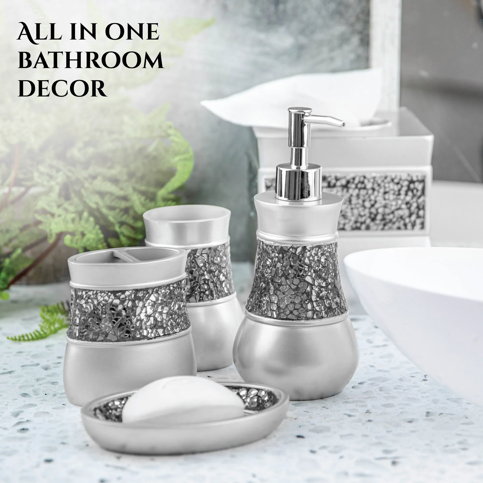 Brushed Nickel 6 Piece Toilet Brush Bathroom Accessories Set (Wholesale)