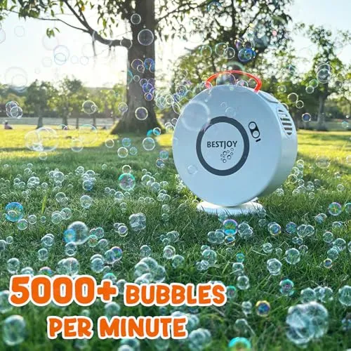 Bubble Machine for Kids Toddlers 1-3 - 2-4-5 Year Old Girl Boy Birthday Gifts Ideas, Rechargeable Bubble Maker, Automatic Bubble Blower Rotating 90°&360°, Electric Bubble Toys for Outdoor Parties