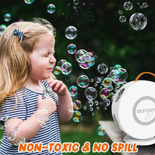 Bubble Machine for Kids Toddlers 1-3 - 2-4-5 Year Old Girl Boy Birthday Gifts Ideas, Rechargeable Bubble Maker, Automatic Bubble Blower Rotating 90°&360°, Electric Bubble Toys for Outdoor Parties