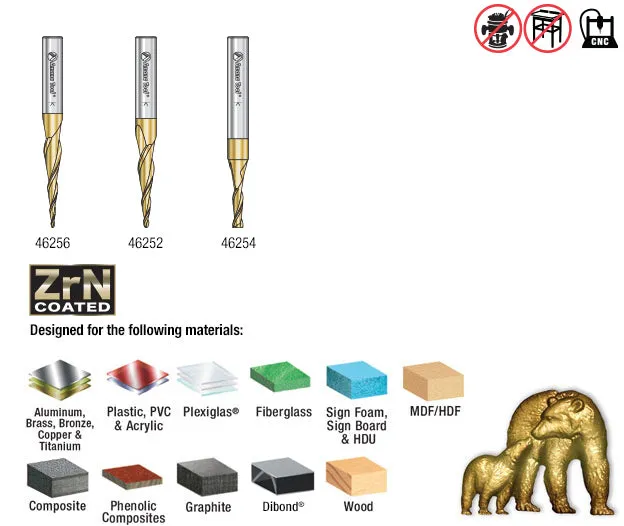 Carving Ball Nose & Flat Bottom CNC Router Bit Collection | 3 Piece | Set 1⁄4" Shank, 1mm, 1⁄16 & 1⁄8 Dia | AMS-110 | 738685110997