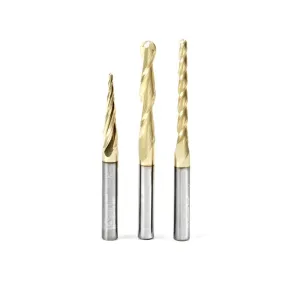 Carving Ball Nose CNC Router Bit Collection | 3 Piece | Set 1⁄4" Shank, 1⁄16, 1⁄8 & 1⁄4 Dia | AMS-142 | 738685221426