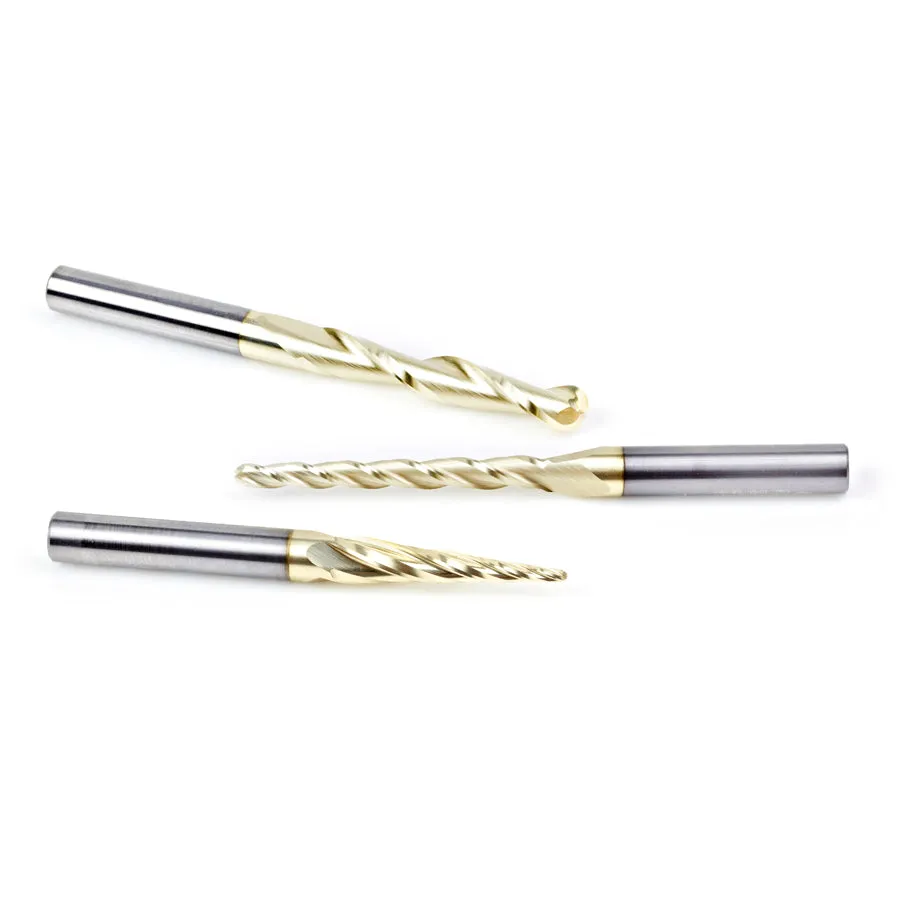 Carving Ball Nose CNC Router Bit Collection | 3 Piece | Set 1⁄4" Shank, 1⁄16, 1⁄8 & 1⁄4 Dia | AMS-142 | 738685221426