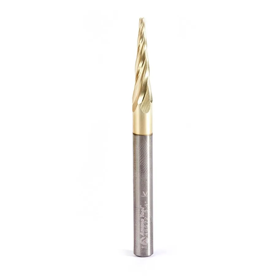 Carving Flat Bottom CNC Router Bit | 5.4° x 1⁄16 Dia x 1 x 1⁄4 Shank x 3" Long | 46572 | 738685465721