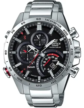 Casio Edifice Black Label Bluetooth - Black Dial with Red Accents - Stainless