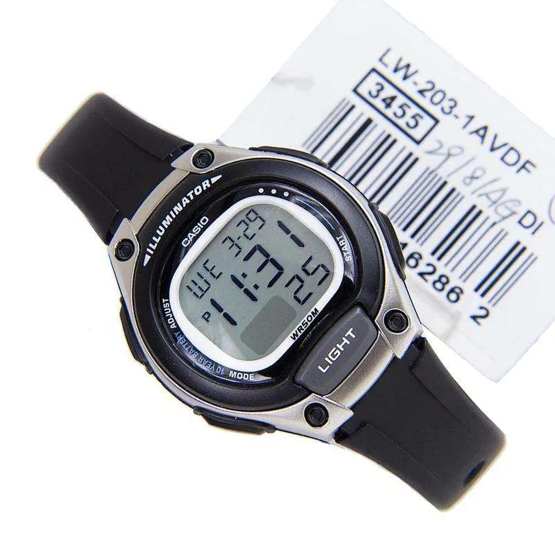 Casio LW-203-1AVDF Digital Black Resin Strap Watch for Women