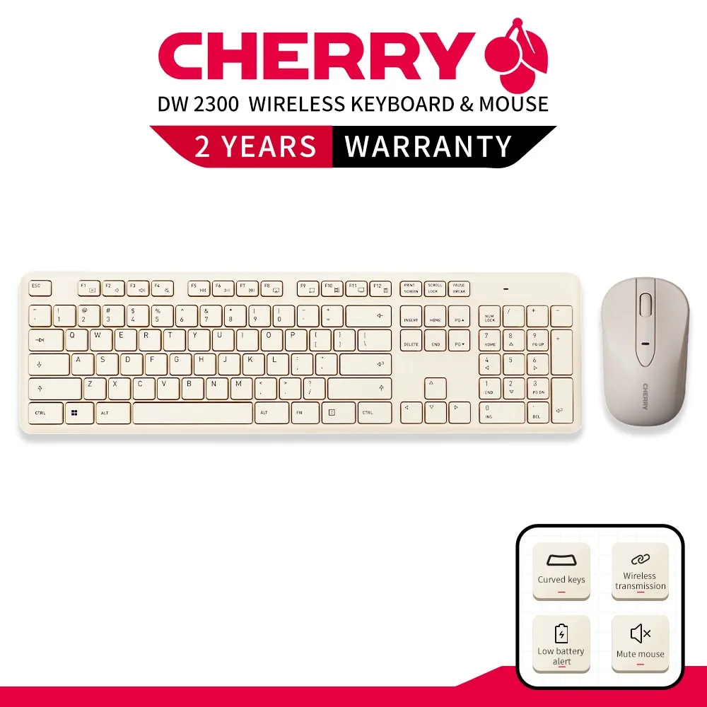 CHERRY CH-KB-DW2300 白色無線輕音辦公室鍵盤連滑鼠套裝 (w/倉頡碼)