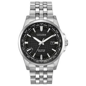 Citizen World Time Black Dial Stainless Steel Men's Watch BX1000-57E