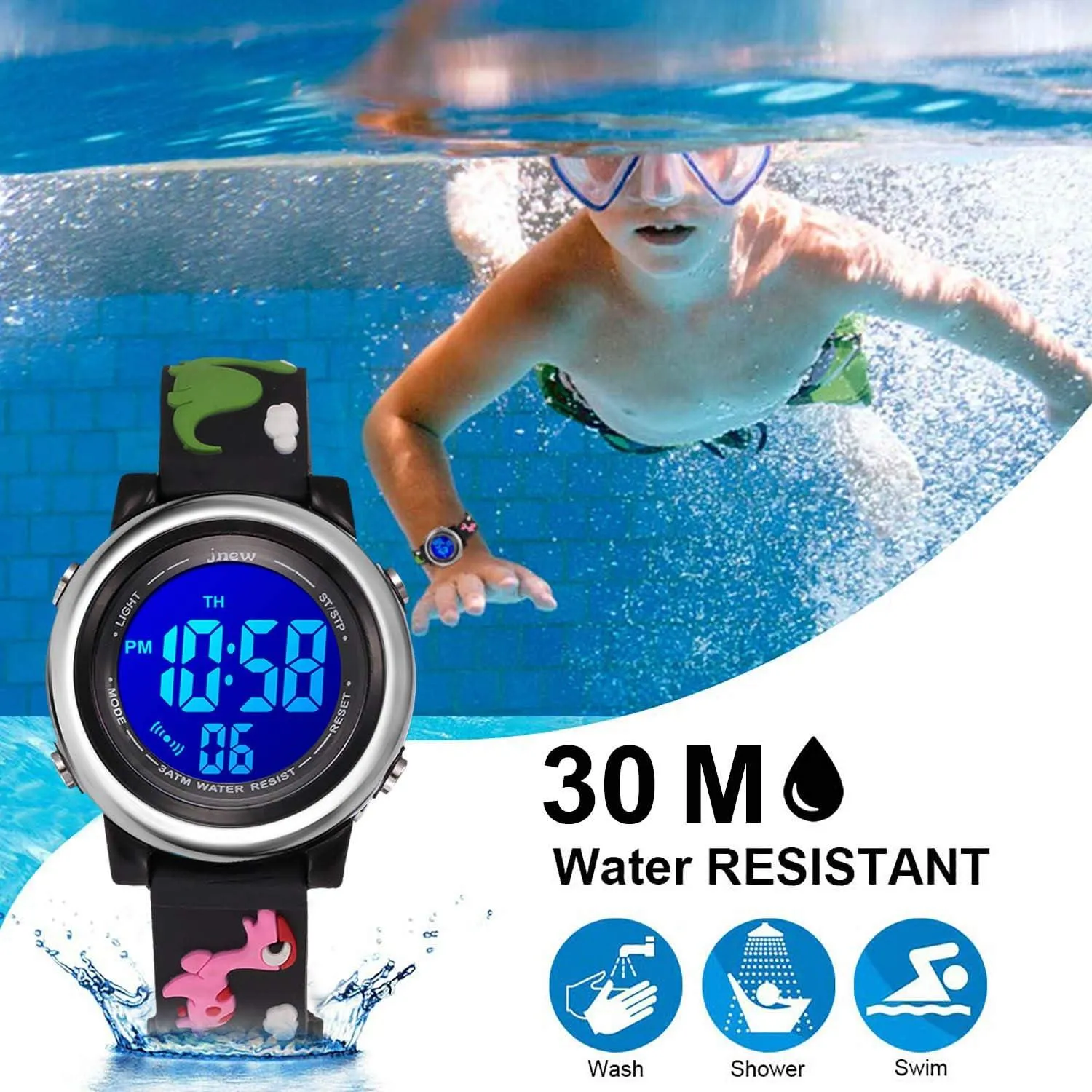 Cofuo Kids Digital Sport Waterproof Watch for Girls Boys, Kid Sports Outdoor LED Electrical Watches with Luminous Alarm Stopwatch Child Wristwatch