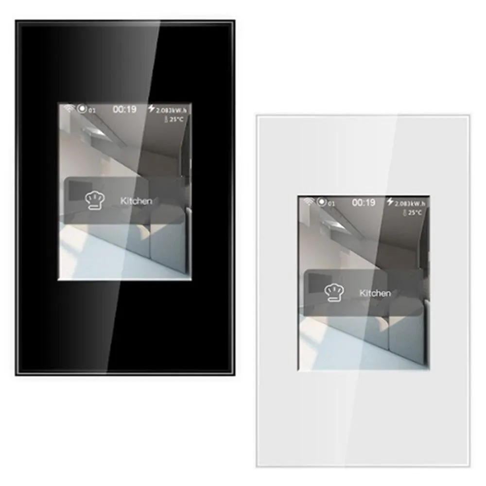 CTEC Smart Home: LCD 5 in 1 Multi-Function Wall Switch in Black or White (Google Assistant/ Alexa/ Home Assistant Compatible)