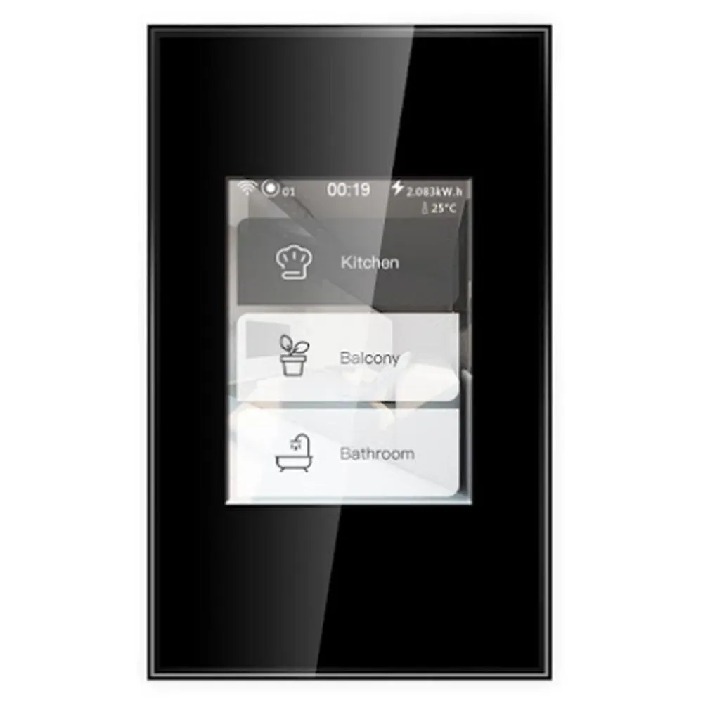 CTEC Smart Home: LCD 5 in 1 Multi-Function Wall Switch in Black or White (Google Assistant/ Alexa/ Home Assistant Compatible)