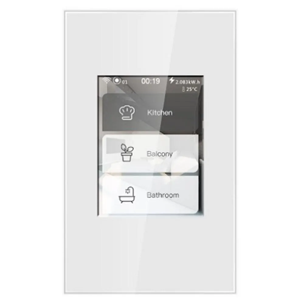 CTEC Smart Home: LCD 5 in 1 Multi-Function Wall Switch in Black or White (Google Assistant/ Alexa/ Home Assistant Compatible)