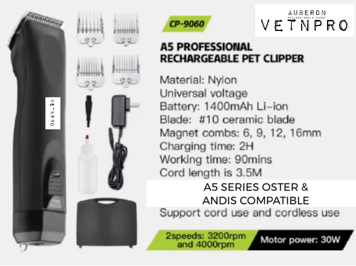 Dog Clippers Pro Range Wahl Andis   Oster A5 Compatible Cord   Cordless Various Colours Dog Grooming VetnPro Range