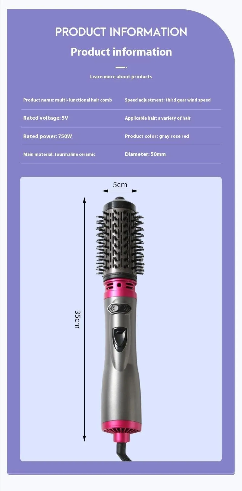 Electric Rotating Hair Curling Comb Two-in-one Constant Temperature