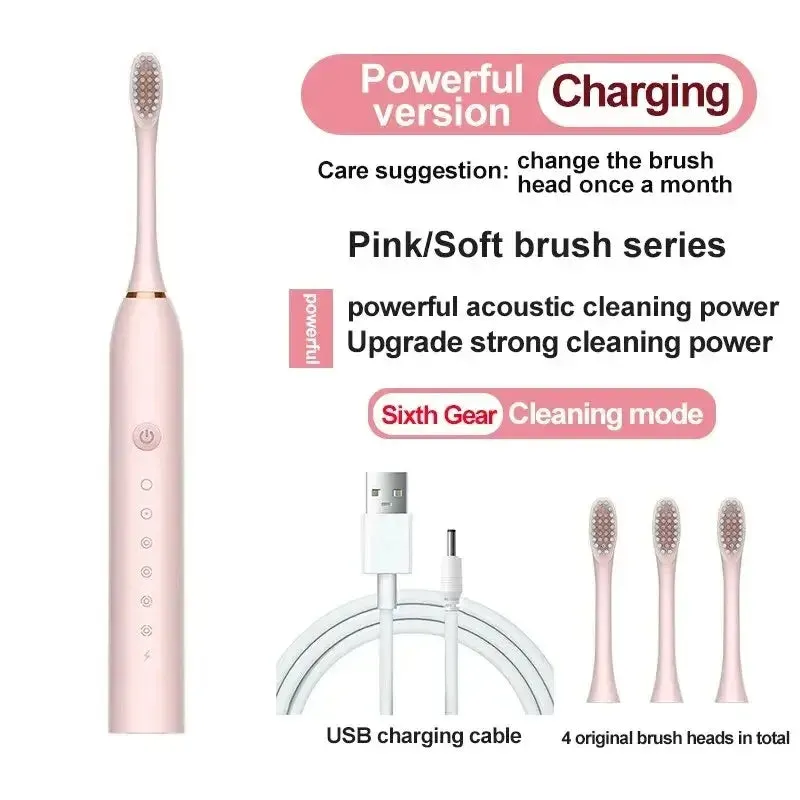 Electric Ultrasonic Toothbrush – Six-Speed, USB Charging