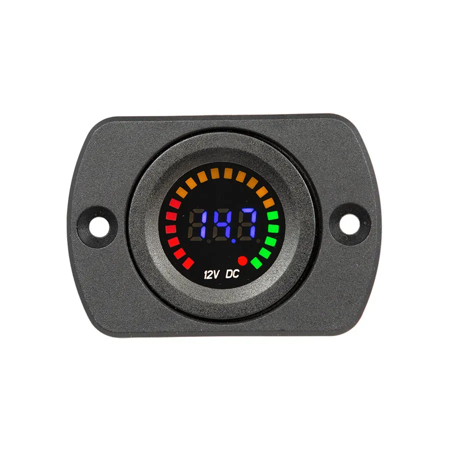 Equipt 29mm Panel Mount Digital & LED 12V Meter (10.5-14.7V)