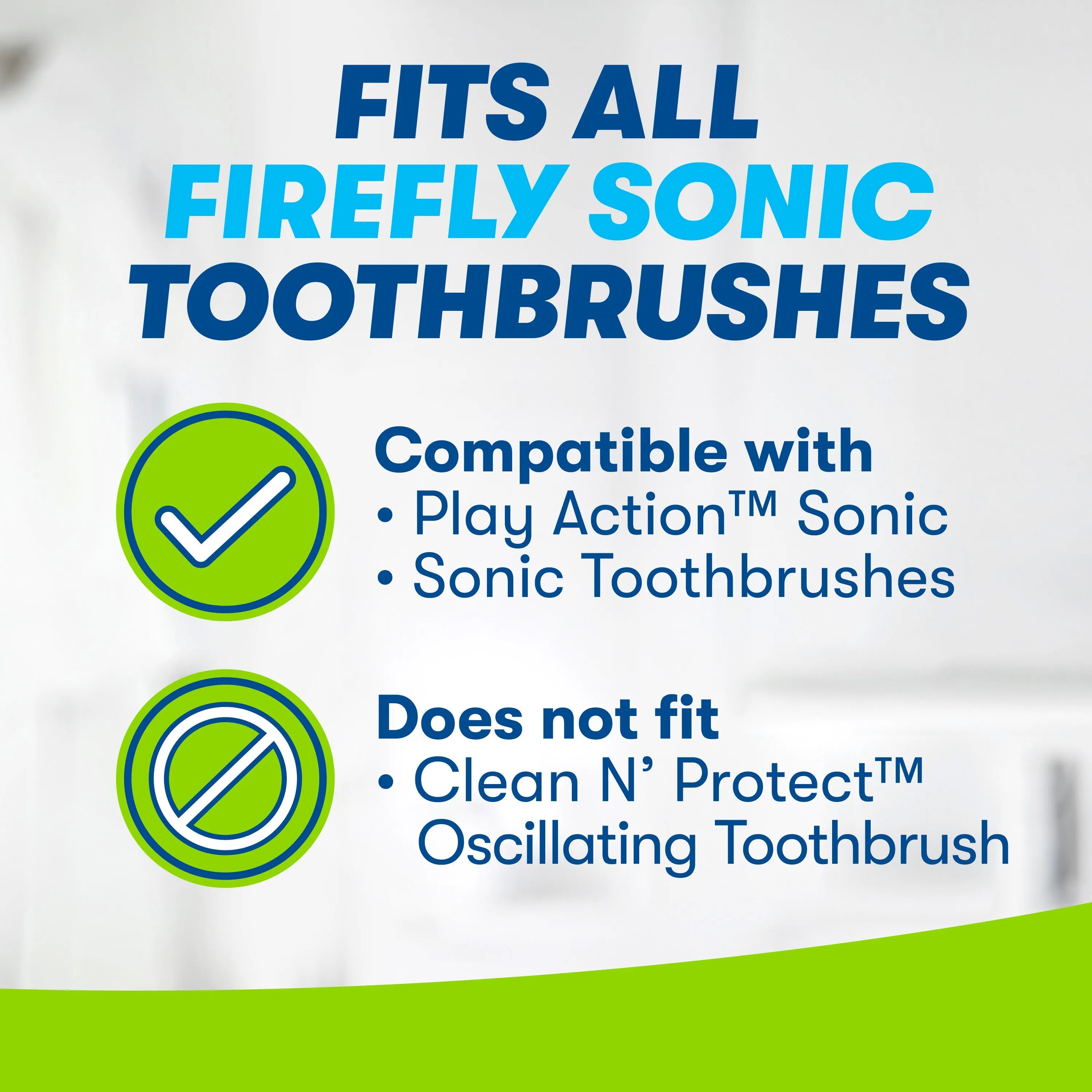 Firefly Sonic Replacement Brush Heads, Compatible with Play Action Toothbrush, 3 Pack