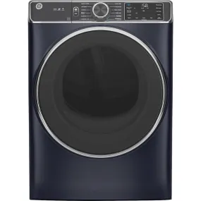 GE - 7.8 Cu. Ft. 12-Cycle Electric Dryer with Steam - Sapphire Blue