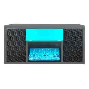 Gray Electric Fireplace with Color LED Panel and Remote