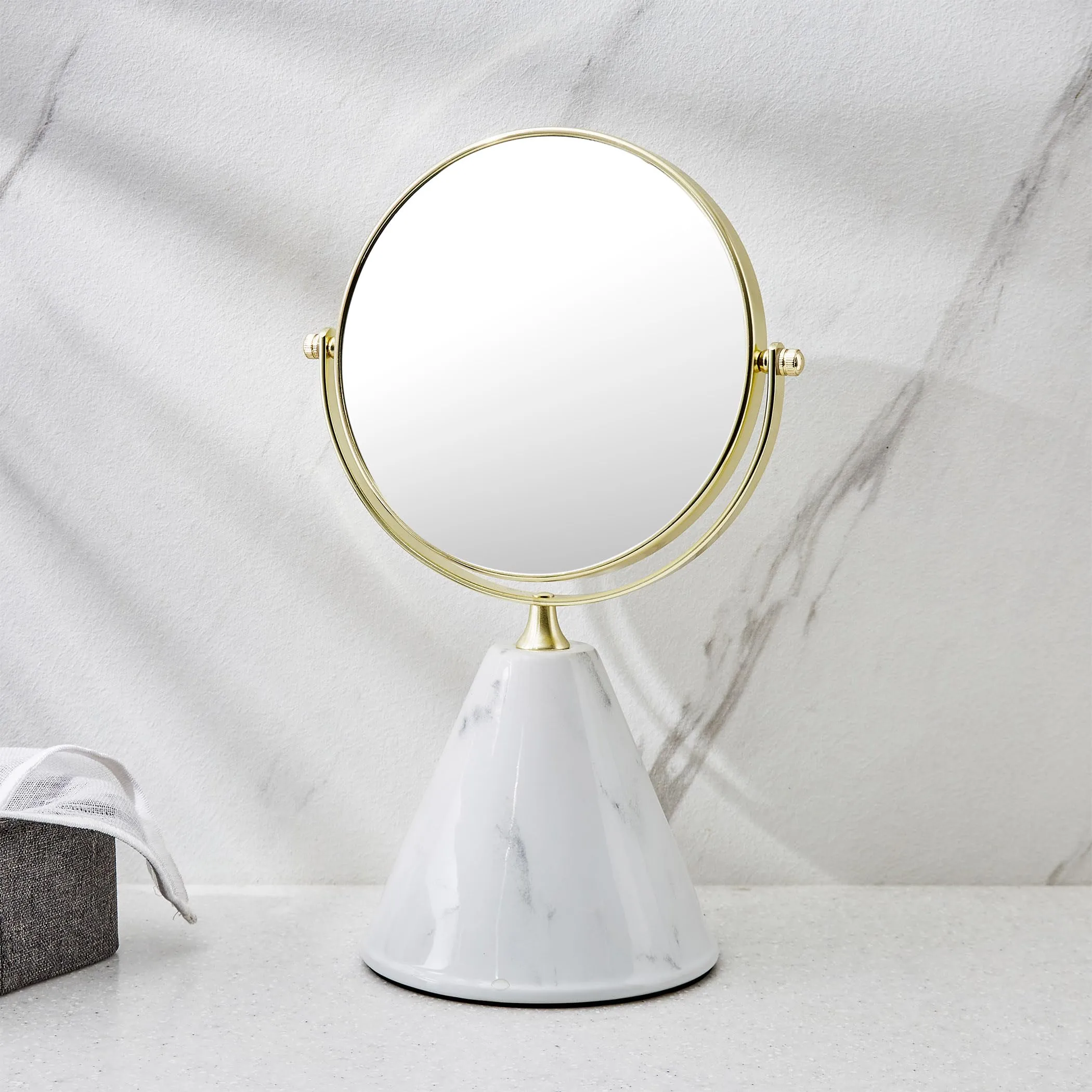 Home Centre Aubree Ceramic Rotating Tabletop Mirror - 18x32cm