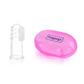 HOPOP Soft Silicone Finger Brush With Storage Case - Pink 0m 