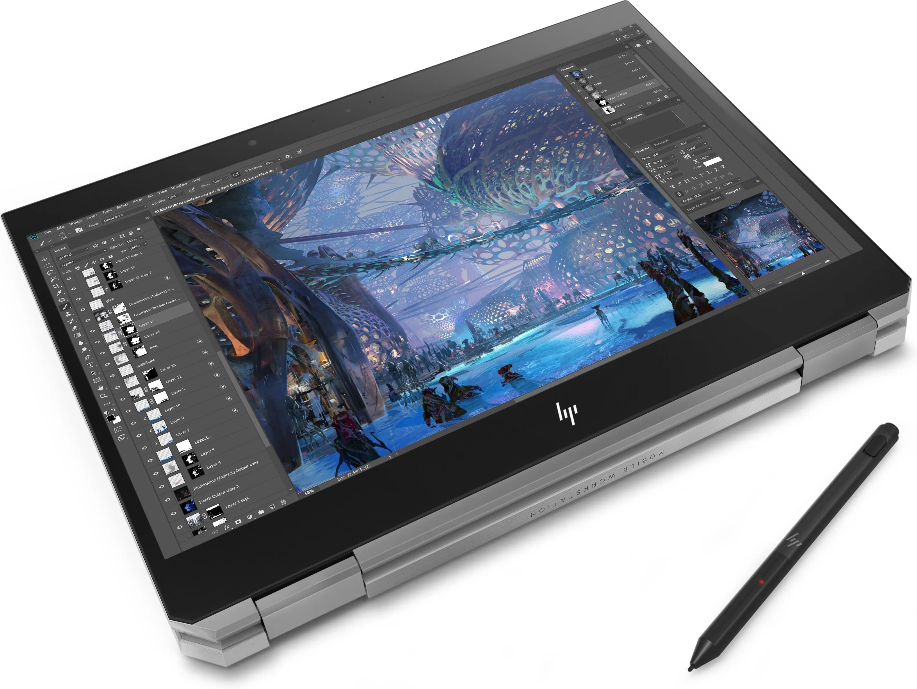 HP ZBook Studio X360 G5 15.6" FHD (Touchscreen) Convertible Mobile Workstation, Intel Xeon E-2176M, 2.70GHz, 16GB RAM, 512GB SSD, Windows 10 Pro 64-Bit - 4NL44UT#ABA