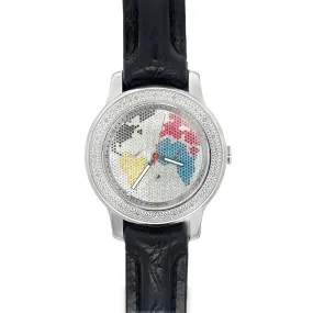 JoJino World Map Dial Real Diamond Watch .20cttw